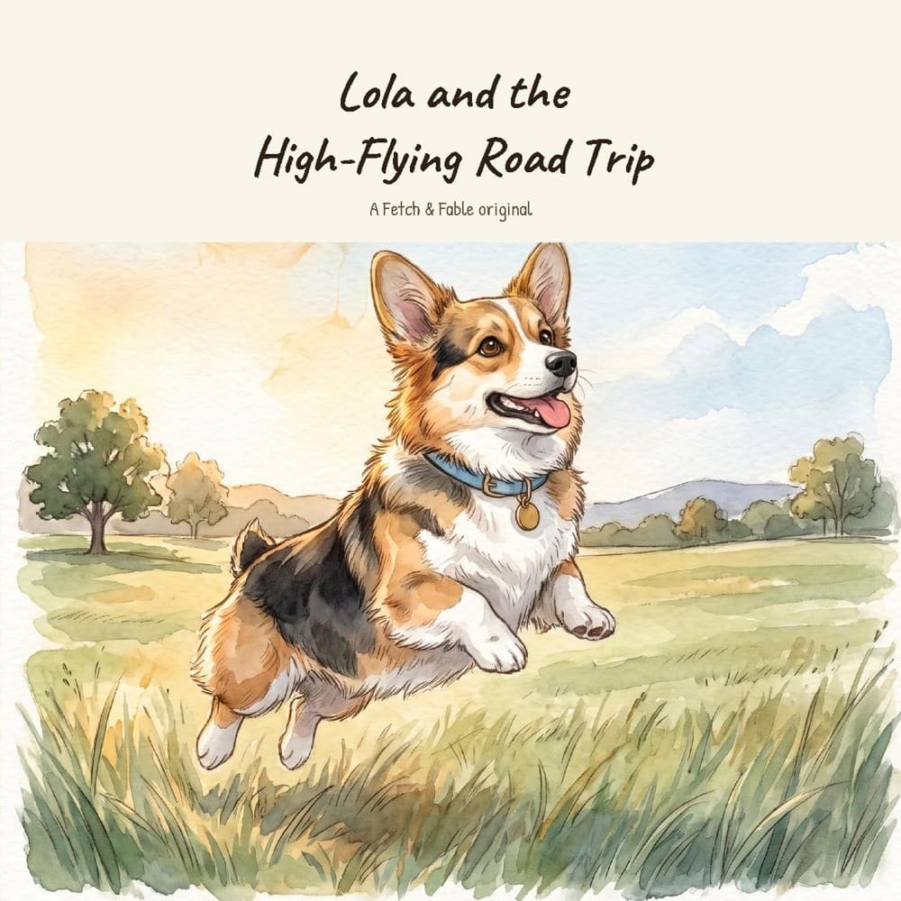 Lola and the High-Flying Road Trip, a Fetch & Fable book made with Lola "Lolita" Corgi